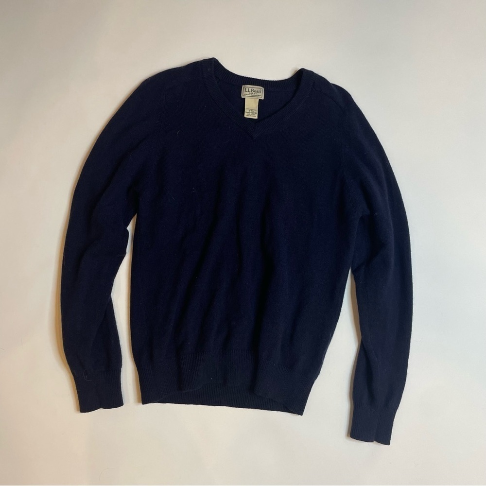 💙🧶 Vintage L.L. Bean Women’s Navy Blue V-Neck Sweater | Size S-Regular 🧶💙 - Picture 7 of 12